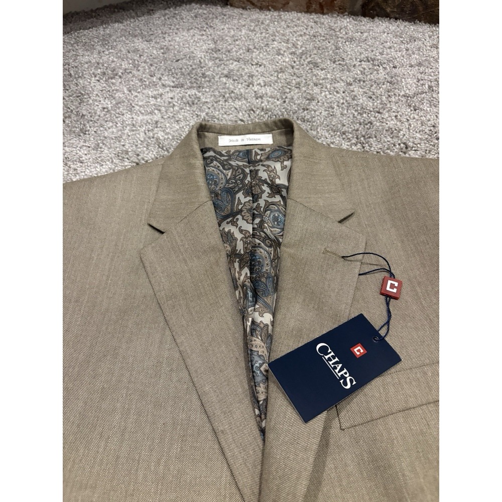 New Chaps Blazer Mens 44R Tan Blend Sport Coat Two Button Paisley Lined $175